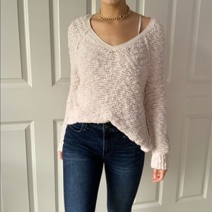 Free People cream v neck sweater